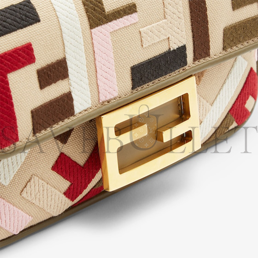 F**di baguette mini canvas bag with multicolor ff embroidery 8bs017anh4f1q6o (20*13*5cm)